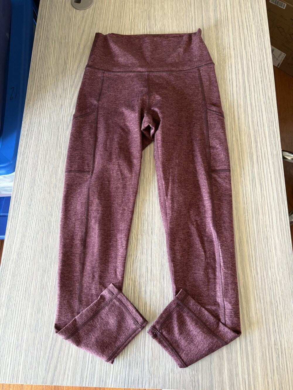 Aerie Chill Play Move High Waisted Pocket Leggings Heather Maroon, Women Small